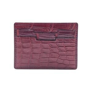 Genuine Alligator Skin Card Case Cardholder Wallet Burgundy – Preowned